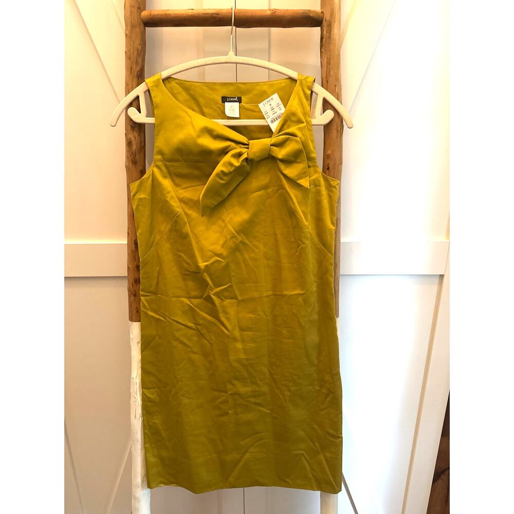 J.Crew Women’s Chartreuse Fern Sheath Cotton Dress Size 0P NWT Pockets